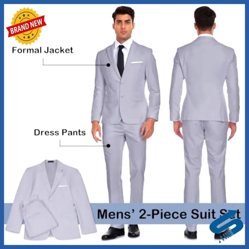 Slim Fit Suit Set Blazer Pants Wedding Prom Business Formal